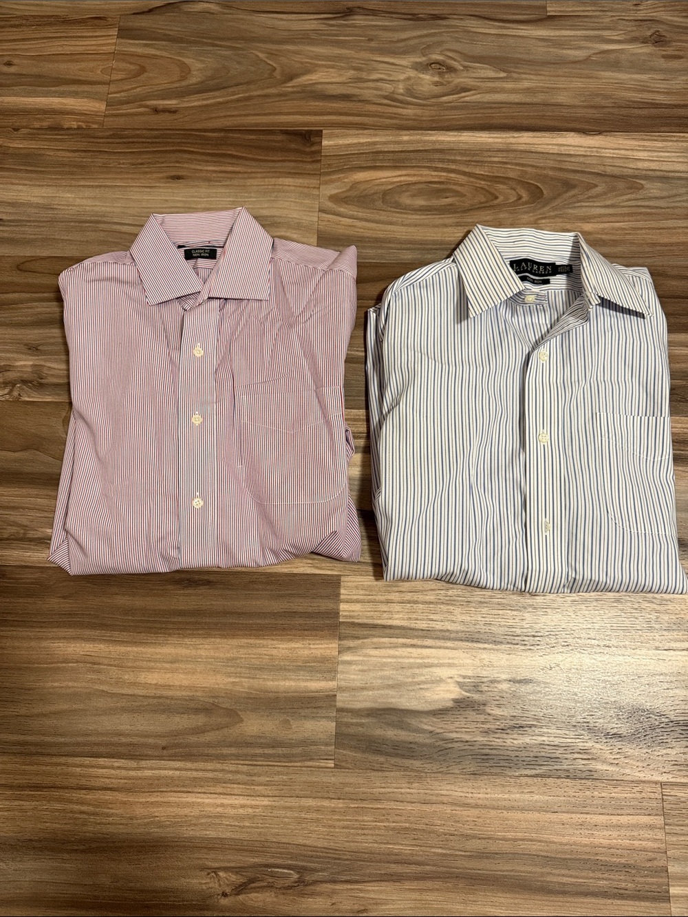 Lauren Ralph Lauren Men Classic Fit Non-Iron Cotton Dress Shirt Bundle (2) 15.5”